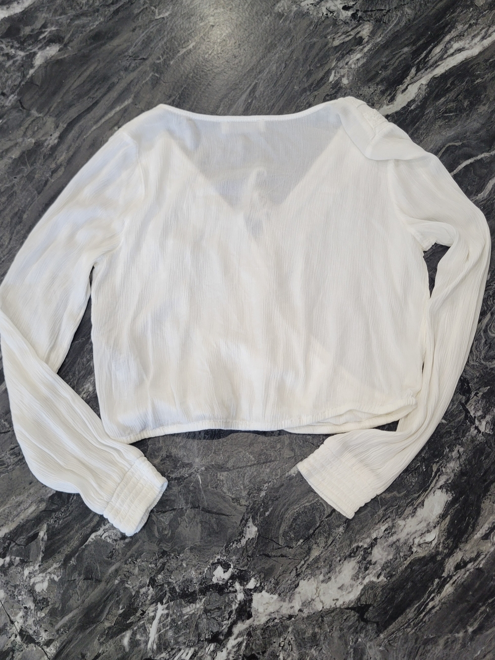 Hollister White Wrap Lace-Trim Long Sleeve Blouse Boho